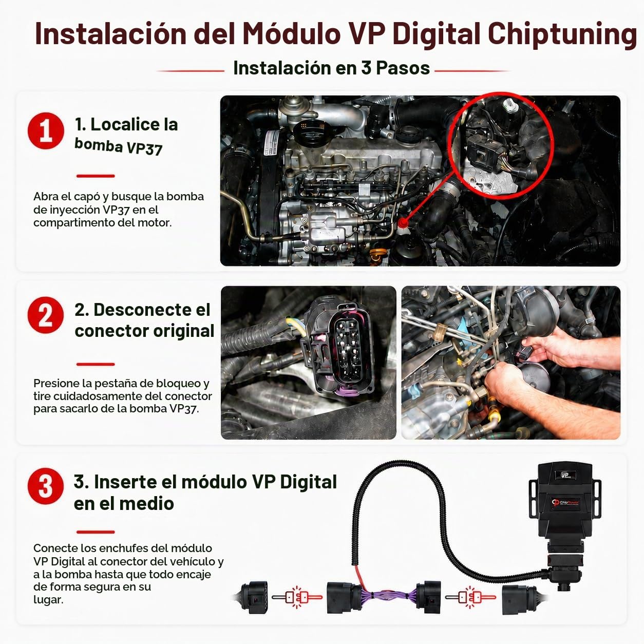 ChipPower Chip de Potencia VPd al coche para Volkswagen Golf Mk4 IV 4 1.9 TDI 81 kW 110 CV 1997-2006 Tuning Box Diesel ChipBox Más Potencia del Coche y Menor Consumo de Combustible