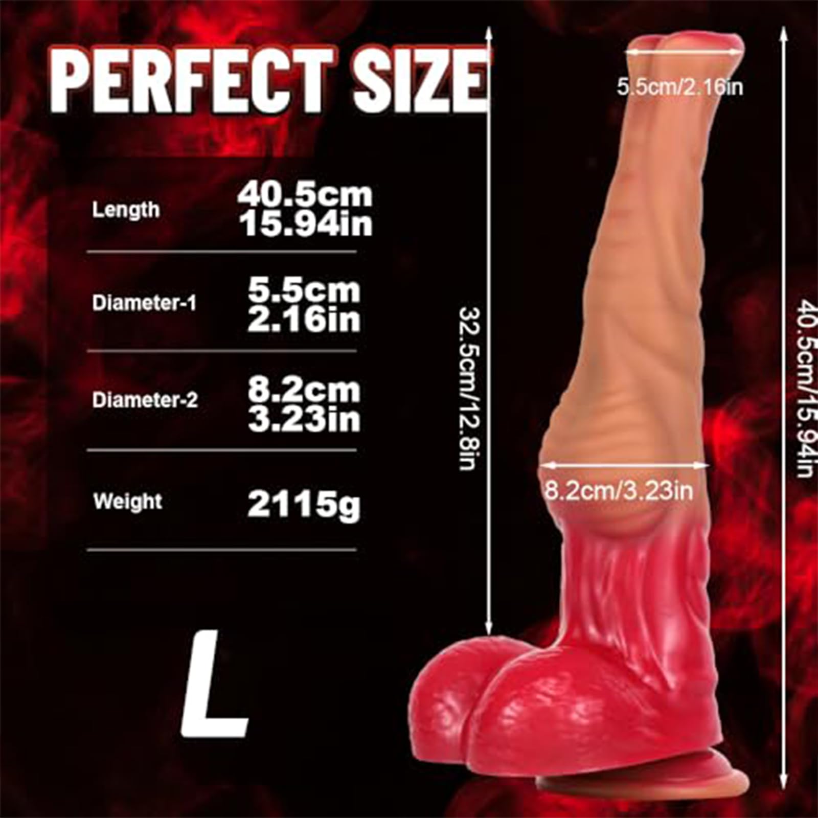Dildo a forma di pene di cavallo in 3 misure S/M/L Dildo anale a forma di pene di cavallo Dildo a forma di animale G-Spot Butt Plug Plug anale SM Sex Toys for donne uomini coppie(L)