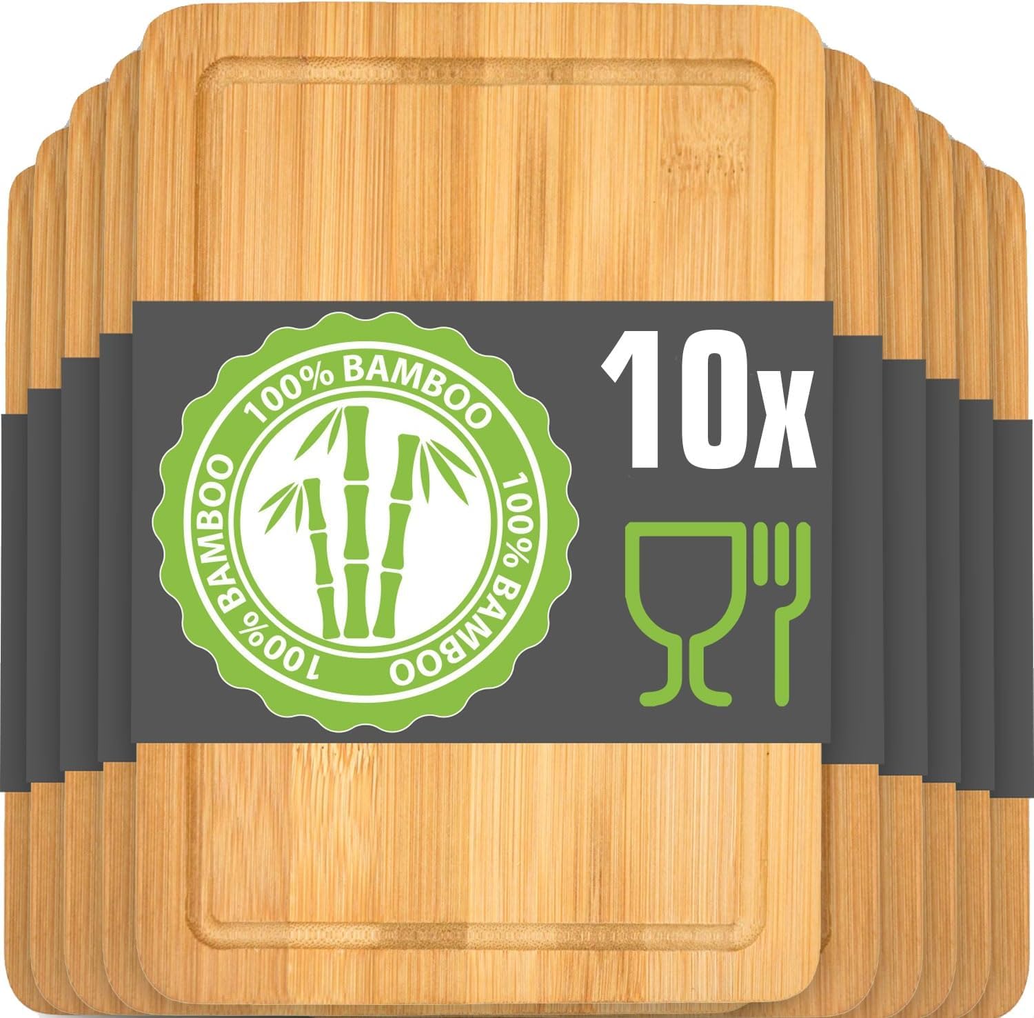 DuneDesign Set di 10 Taglieri in Legno 22x15 - Tagliere Compatto per Antipasti, Aperitivi, Stuzzichini - Vassoi Rustici per Cucina, Servizio in Tavola, Bar e Catering - Mini Asse da Portata Decorativa