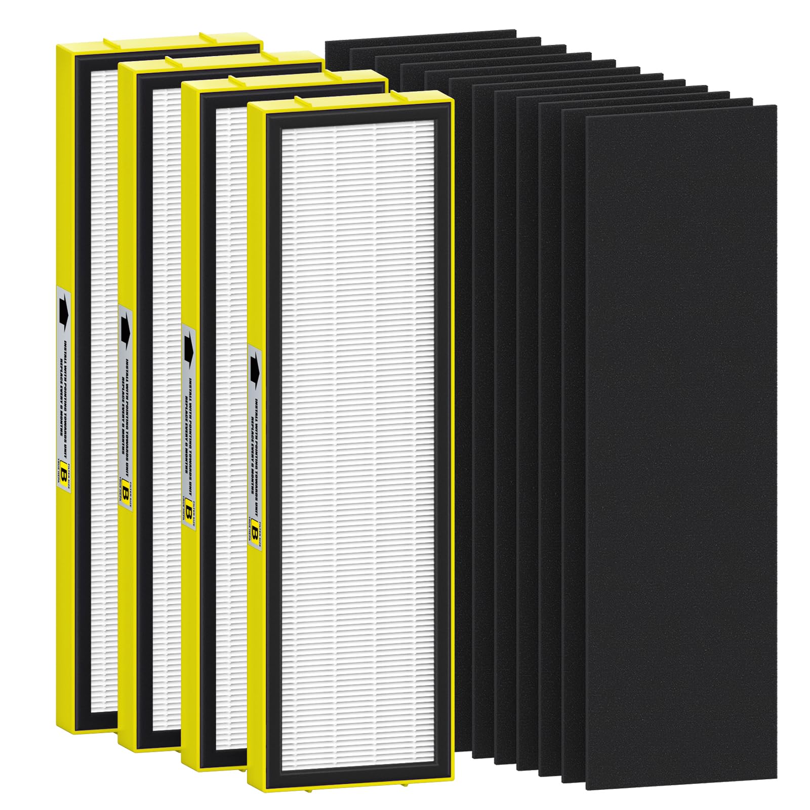 Paquete de 4 filtros HEPA FLT4825 B de repuesto compatibles con AC4825 AC4825E AC4300 AC4800 AC4880 AC4900 AC4850, 4 filtros HEPA verdaderos y 6 prefiltros de carbón activado