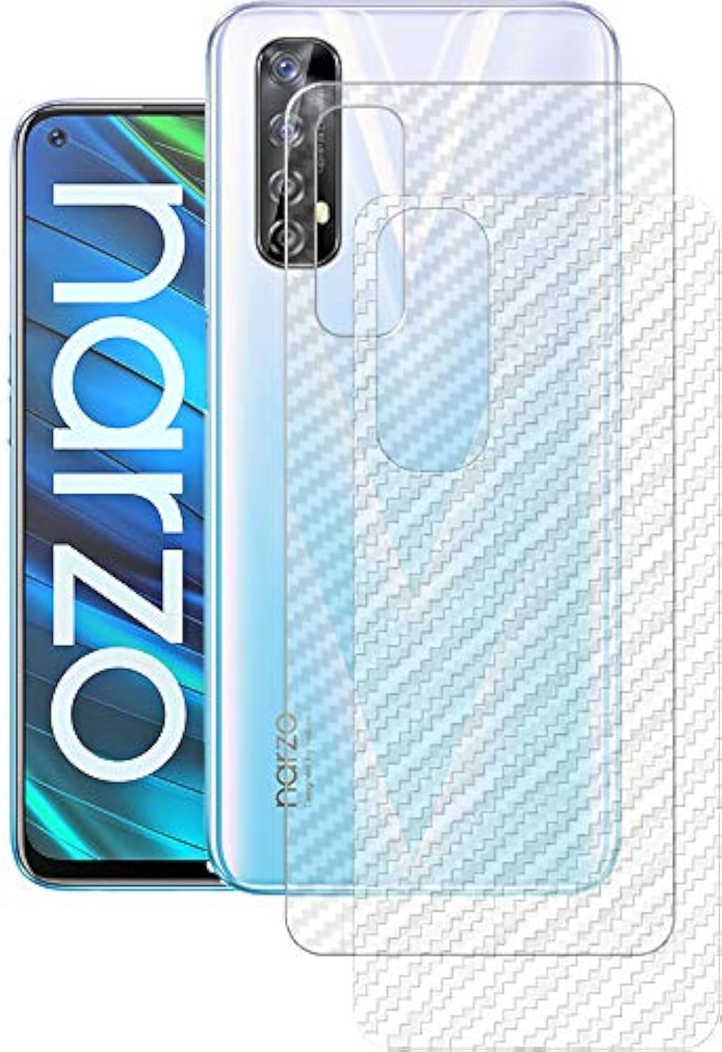 Ctel Back Screen Protector compatible for NARZO 20 PRO, 3D Carbon Fiber Skin Ultra-Thin Protective Film (2 Packs) Back-cover –Transparent (Matte)