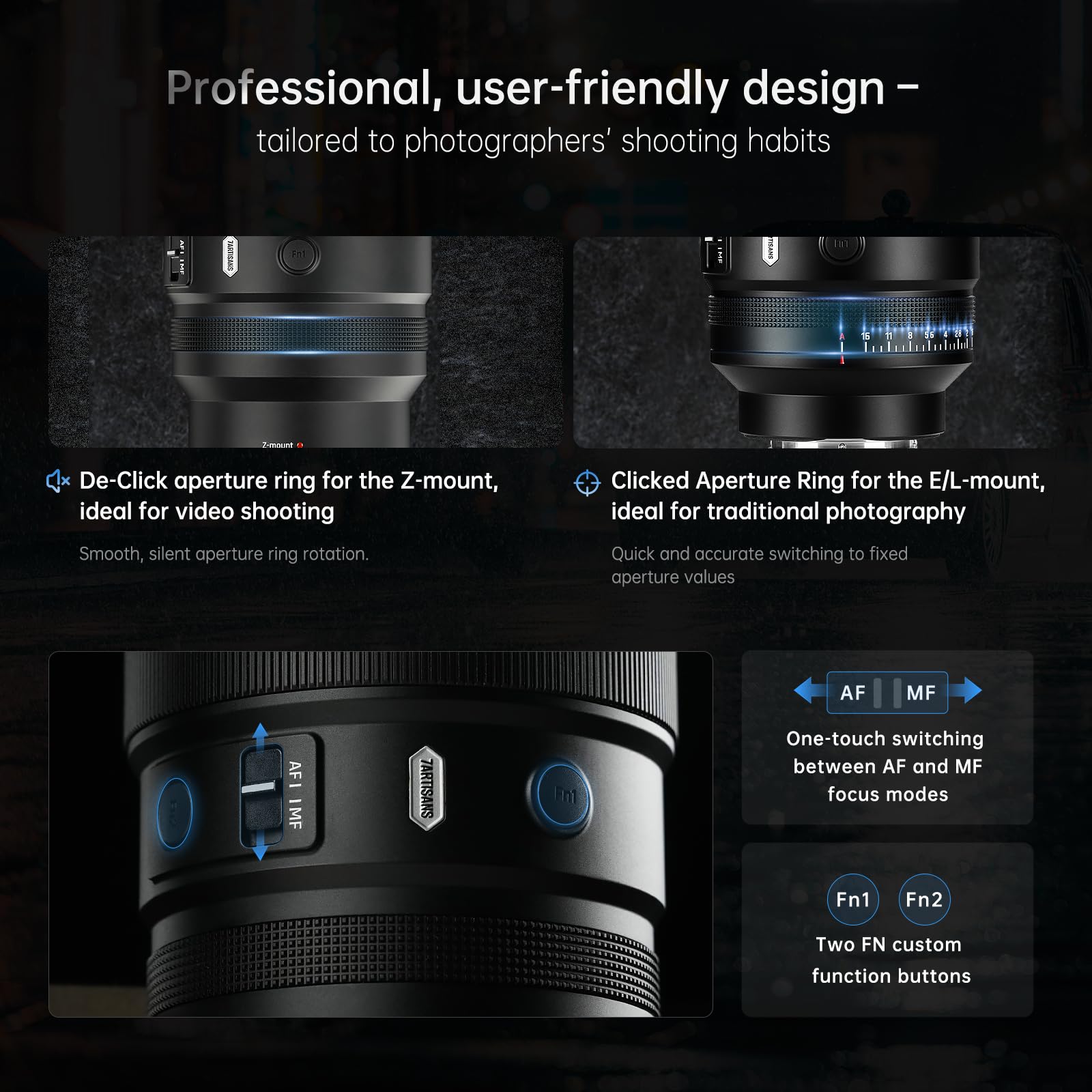 7artisans AF 135mm F1.8 Téléobjectif pour Nikon Z Mount,Plein Format à Mise au Point Automatique, AF/MF, focale Fixe,1000g,Deux Touches programmables FN,for Z9,Z8,Z7 II,Z50 II,ZFC,Z50,Z6,ZR