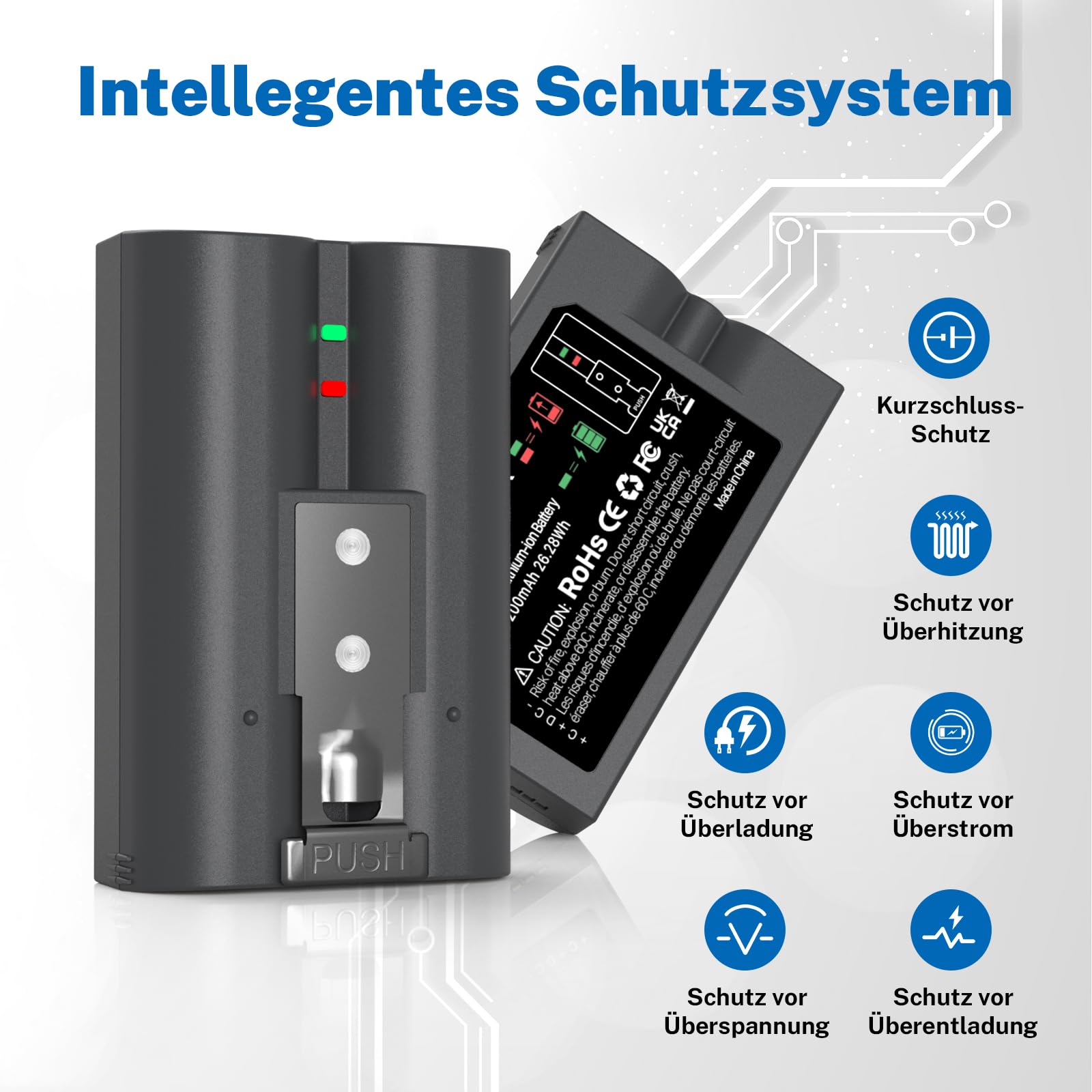 4 Stück Upgraded 7200mAh Ersatz für Ring Akku, Langlebige Li-Ion Kamera Akku kompatibel mit Ring-Doorbell 2/3/4/3plus, Stick Up Cam Akku (2nd/3rd Gen) /Spotlight Cam/Peephole Cam
