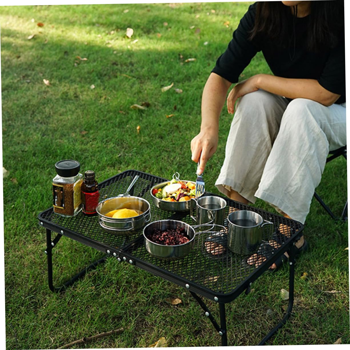 Toyvian Lot de Vaisselle Camping Acier Inoxydable 5 Pièces Set Tasses Bols Résistants Empilables pour Pique-niques Barbecue Randonnée en Plein Air