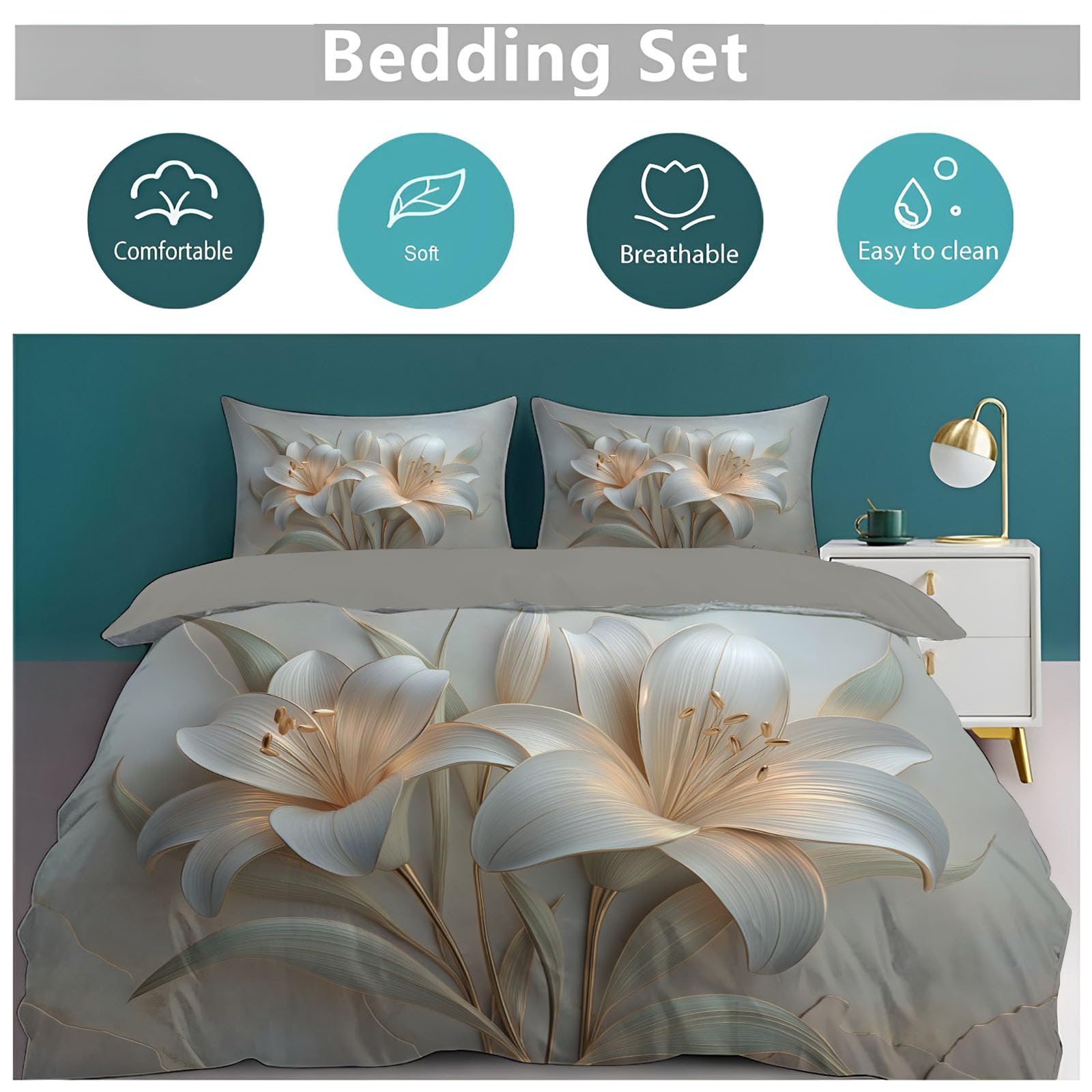 Copripiumino, Set di Biancheria da Letto Microfibra Pezzi, Parure Copri Piumino e Federa 50x75, Copritrapunta con Cerniera