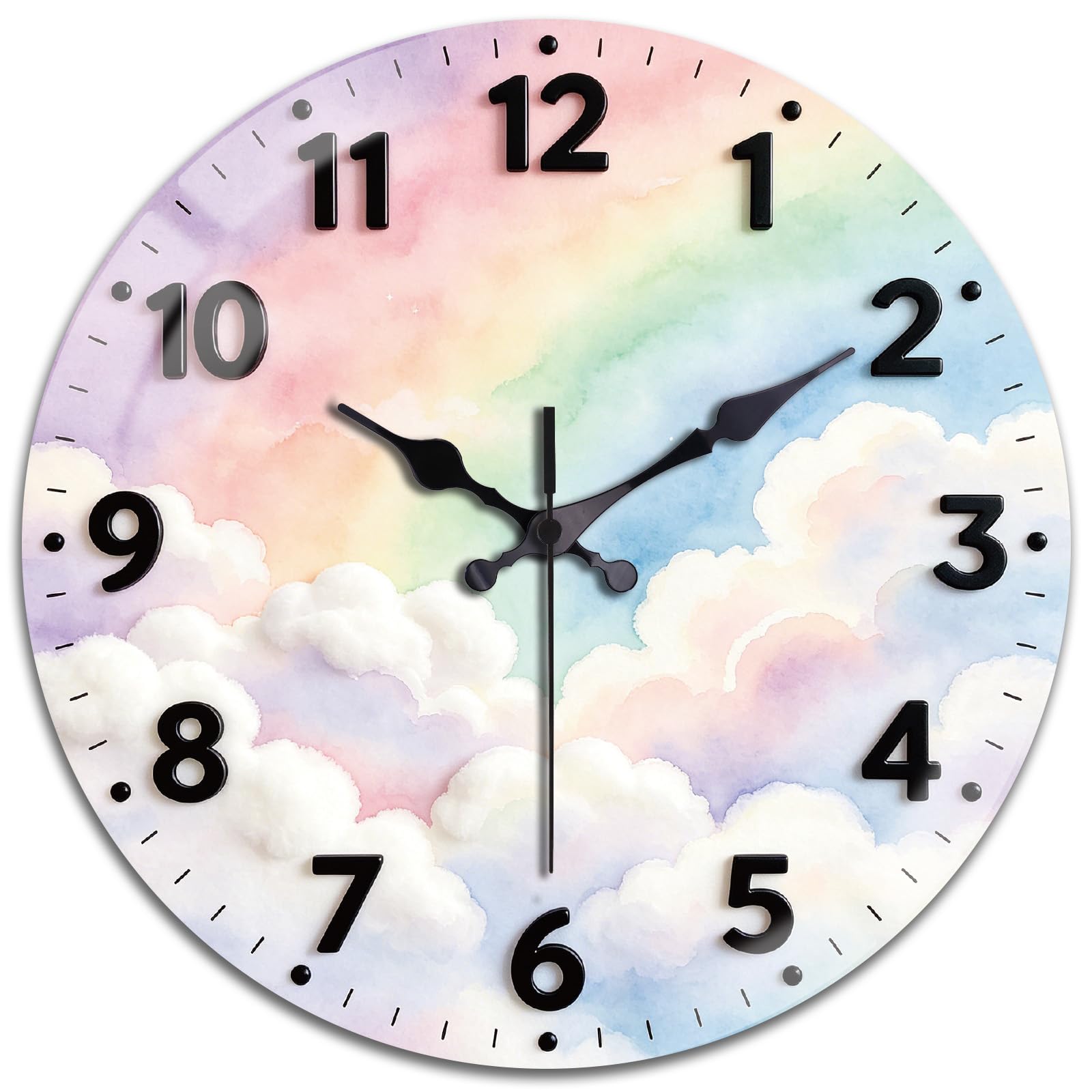 peacoblue Silent Wall Clock 12 Inch Gradient Clouds Living Room Kitchen