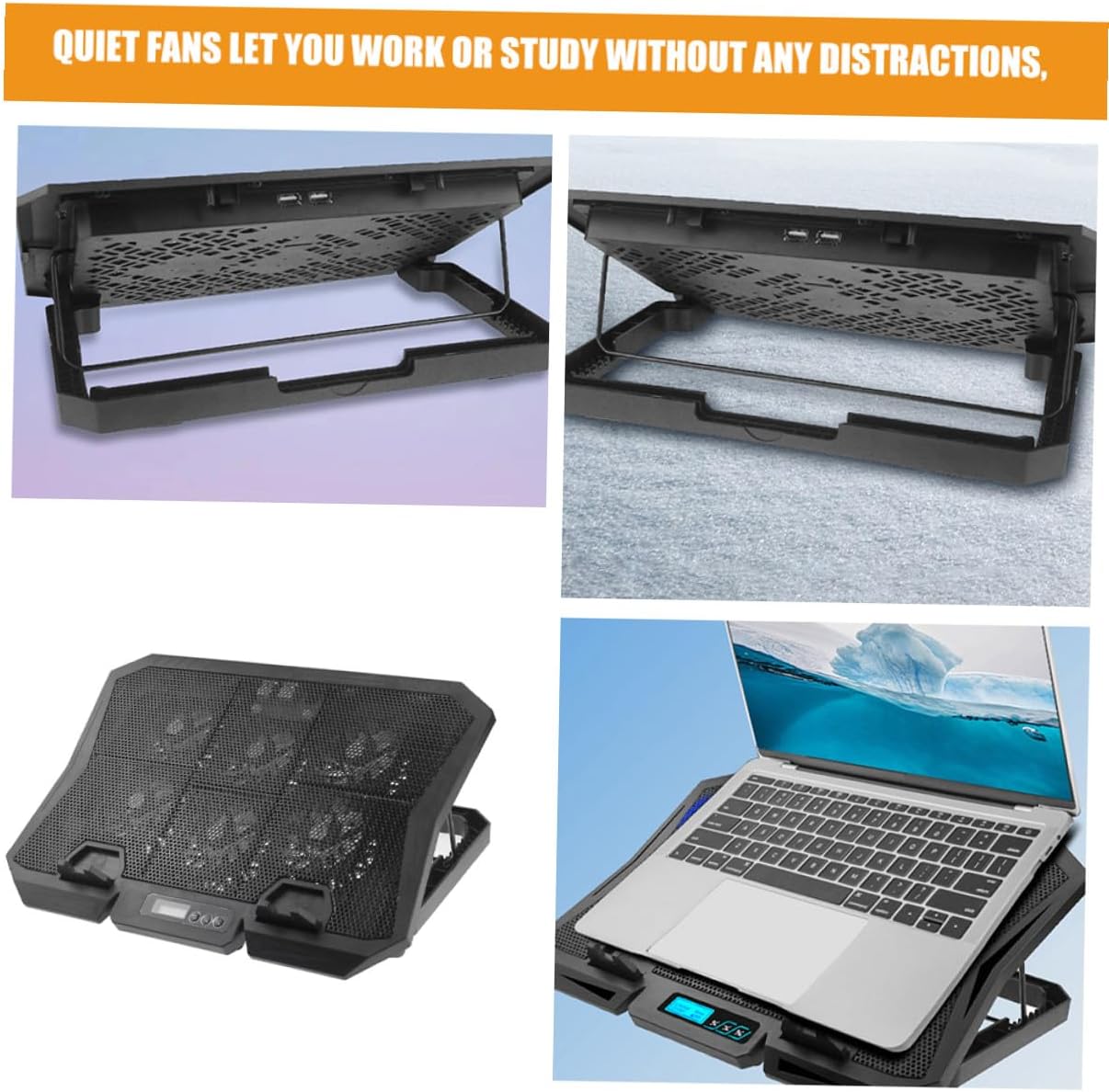 VALICLUD Laptop Cooling Pad 15.6-inch with Quiet Fans Adjustable Speed Blue LED Light Laptop Stand Cooling Fan for Gaming and Office Use