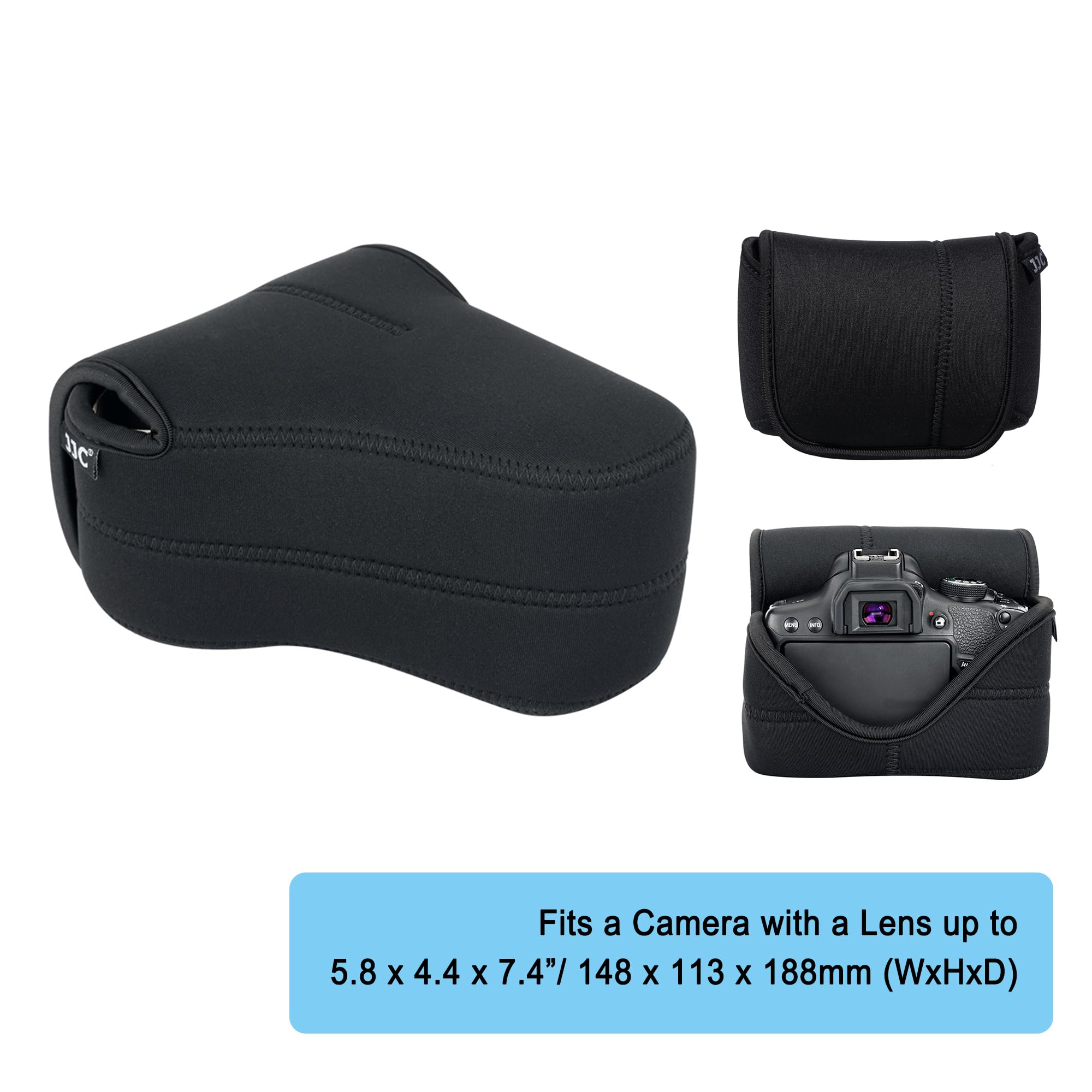 JJC DSLR Kameratasche SLR Spiegelreflex Kamera-Schutzhülle mit Neopren Schutz für Canon EOS 77D 80D 760D 750D 700D 60D Nik. D7500 7200 D7100 D5600 D5500 D5300 mit Objektiv (bis zu 148 x 113 x 188mm)