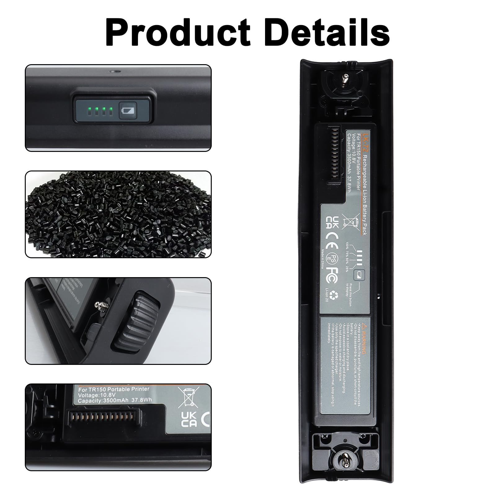 Batterie de rechange 3500 mAh pour imprimante portable Canon Pixma TR150 TR153 TR160, compatible avec LK-72 4228C002 4228C003, 37,8 Wh, batterie de rechange haute capacité