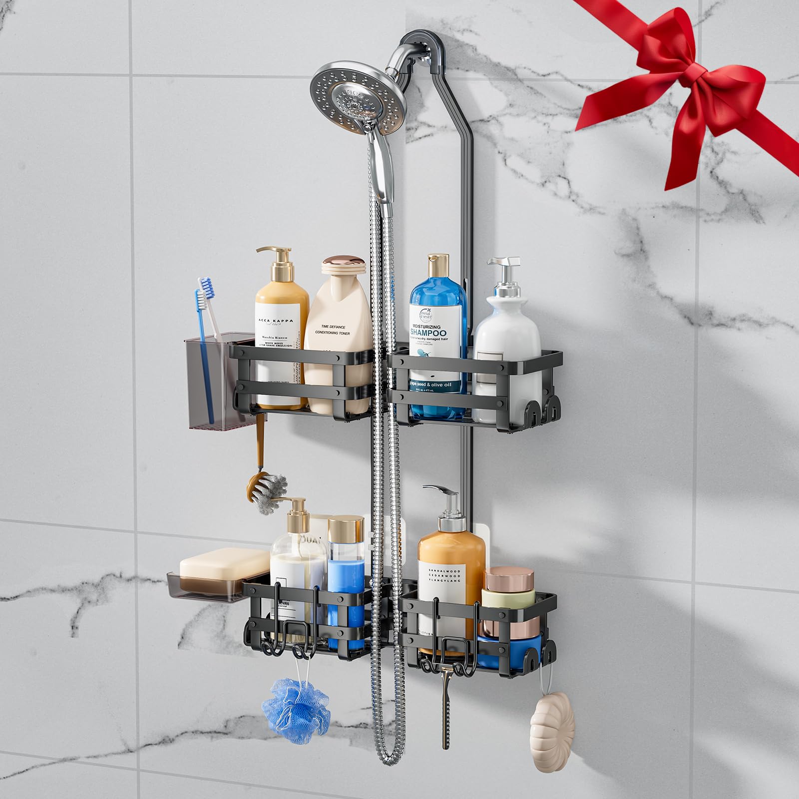 Photo 1 of GAOKASE Aluminum Shower Caddy Hanging, Never Rust Shower Organizer