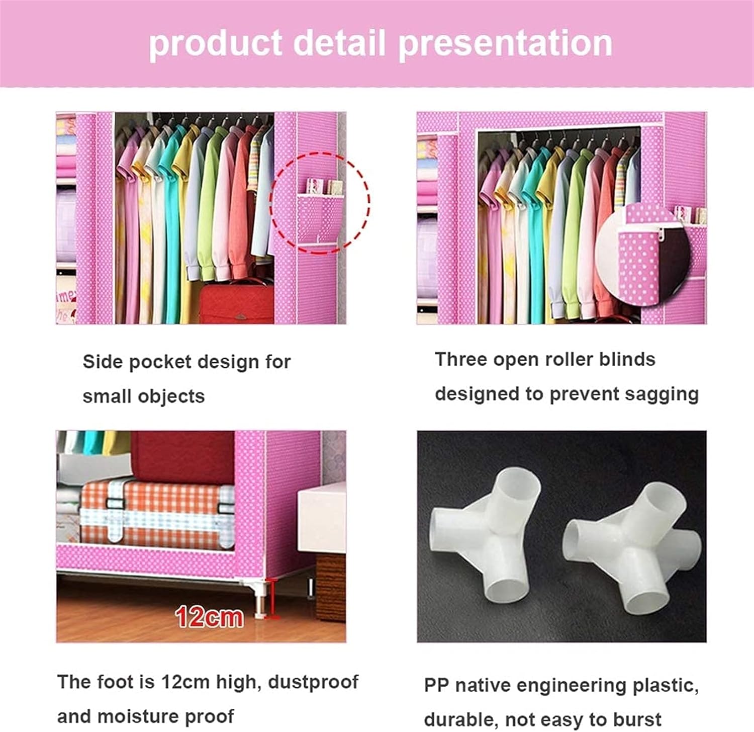 Portable Wardrobe Cloth Wardrobe Wardrobe Bedroom Home Simple Ox Cloth Fabric Steel Frame Steel Pipe Bold Reinforced Single Fully Enclosed Zipped,C Portable Cloth Hanger