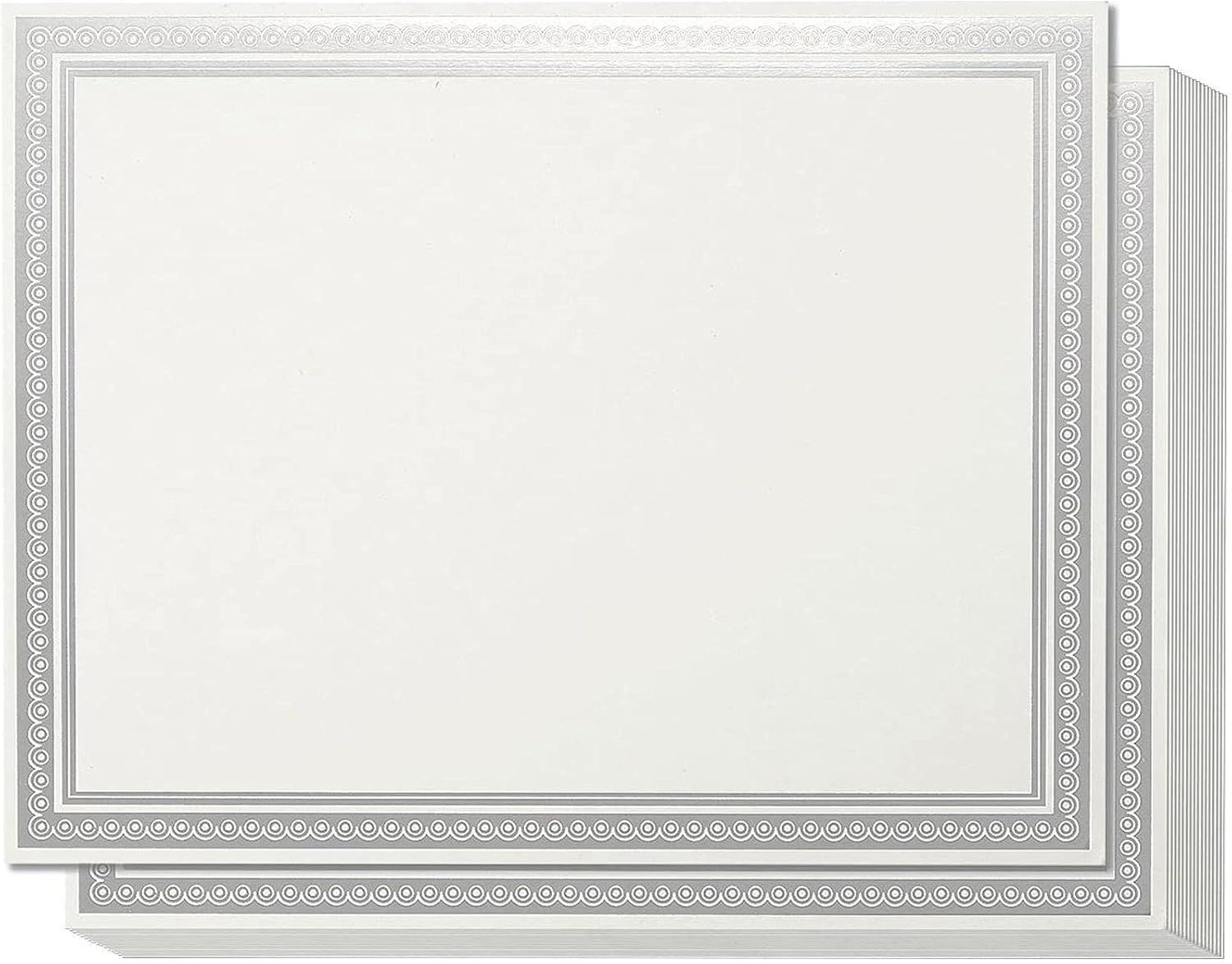 Juvale 50 Pack Award Certificate Paper Silver Foil Border, Letter Size (Ivory, 8.5 x 11) : Office Products
