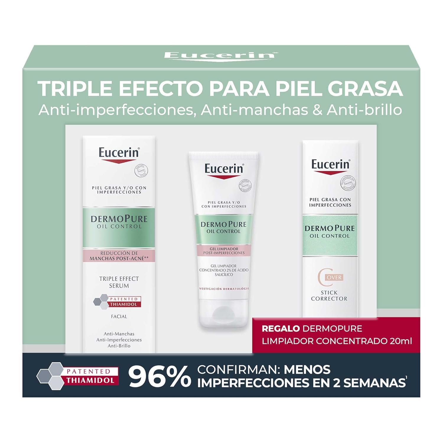 Eucerin Triple Efecto para Piel Grasa, DermoPure Oil Control Anti-Imperfecciones, Anti-Manchas, Anti-Brillo