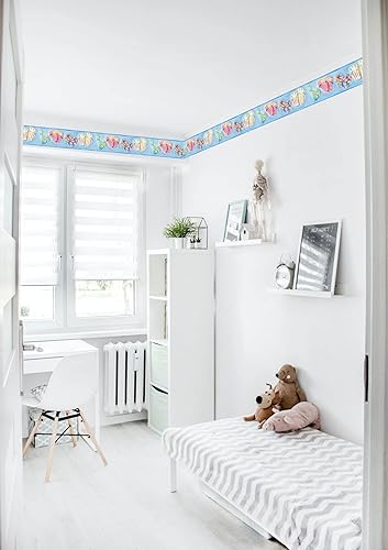 Miniatura 3 de CONCORD WALLCOVERINGS  Papel Pintado Frontera Patrón De Dibujos Animados Flip-Flops Para El Dormitorio De Niñas, Azul Amarillo Púrpura Rosa, 15 pies