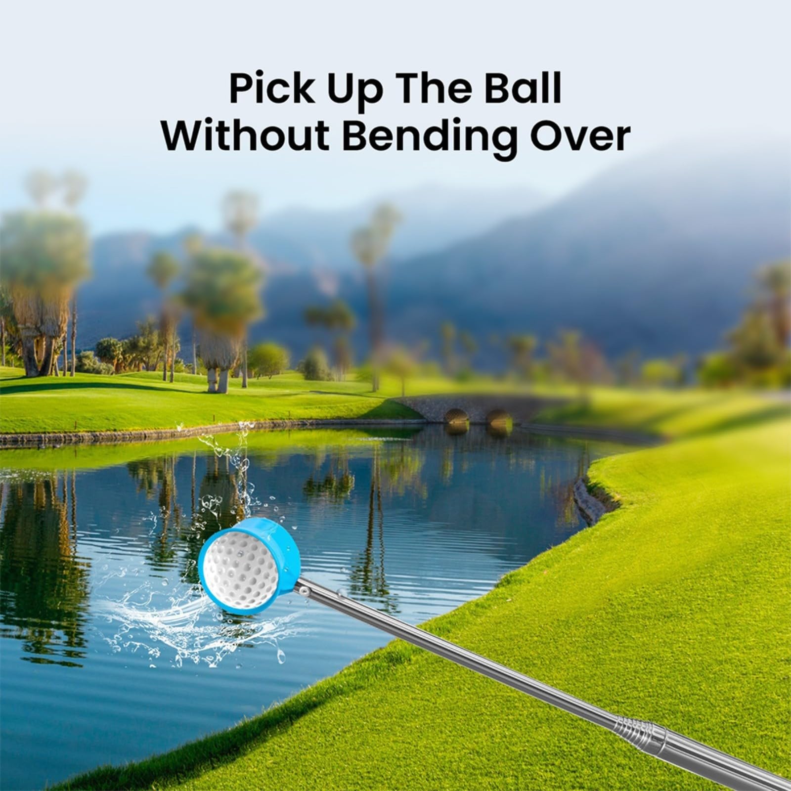 Recupero di palline da golf in acciaio inox telescopico per un facile recupero dell'acqua (blu, 3,5 m)