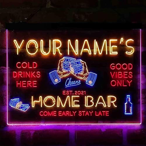 Letrero de luz de neón LED tricolor personalizado de cristal de whisky, una decoración artística única grabada en 3D  Nombre personalizado Fecha