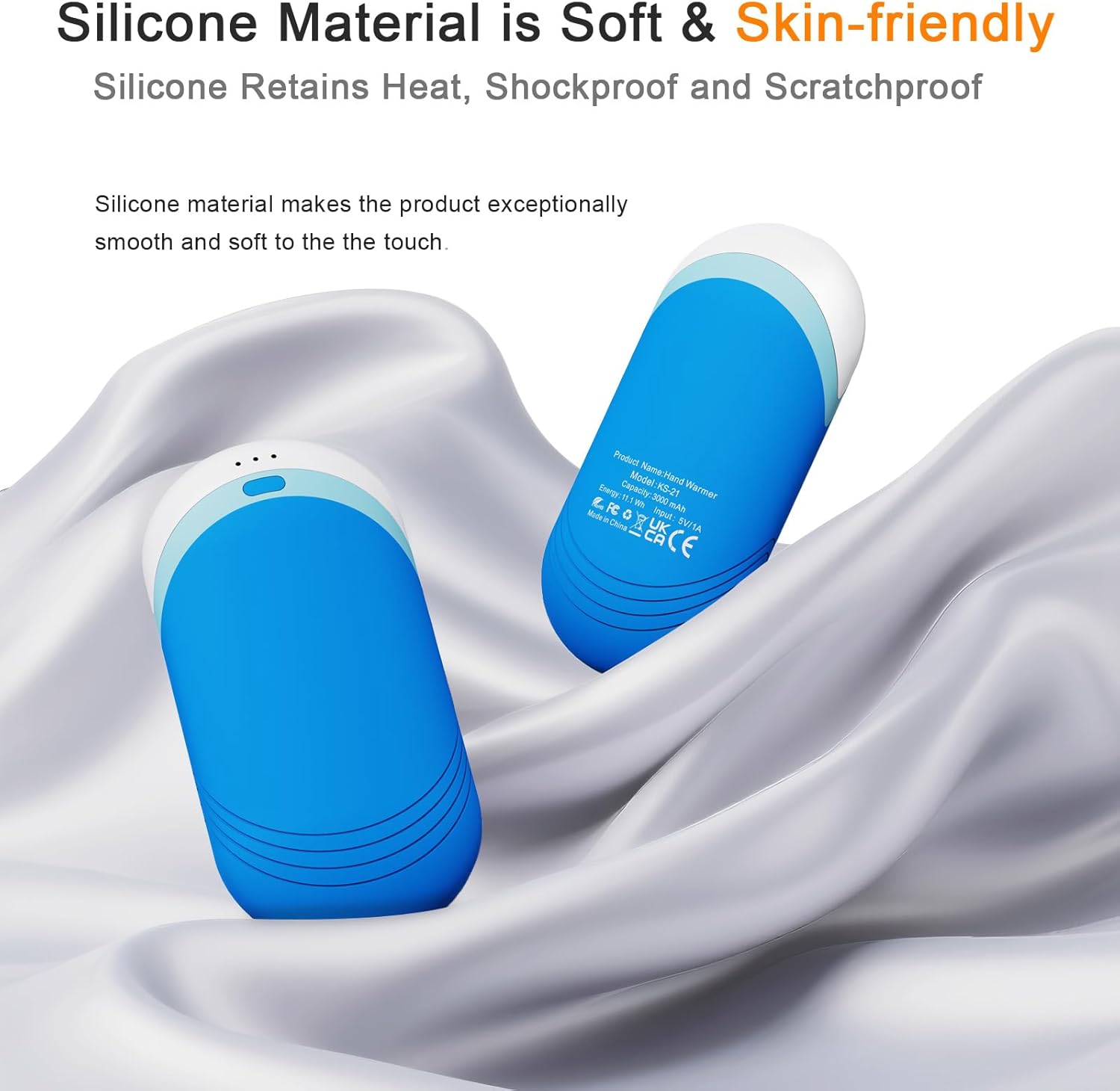 Karecel Thermally Conductive Silicone Hand Warmers Rechargeable 2 Pack, Double-Sided Heating Electric Hand Warmer, Ultra-Thin & Shockproof Heated Hand Warmer, Fits in Gloves & Pockets, Men Women Gifts - Image 7