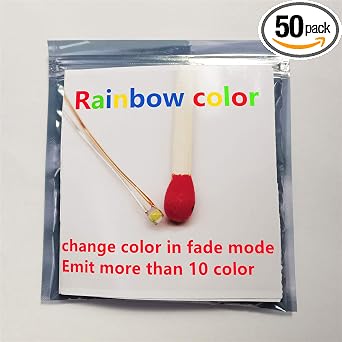 50pcs Pre-soldered Micro Litz Wired Leads Rainbow RGB Color Fade Mode SMD Led 0603 + Muti-Resistor Bowerful