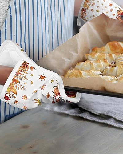 Miniatura 6 de Juego de 3 soportes para ollas de Acción de Gracias para cocina, antideslizantes y aislantes de calor, juego de agarraderas de tela de toalla con