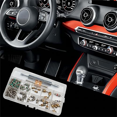 Miniatura 8 de BIHYNGAIR Kit de 52 núcleos de válvula de aire acondicionado de automóvil, núcleo de válvula Schrader AC, R12 R134a, vástago de válvula de neumático