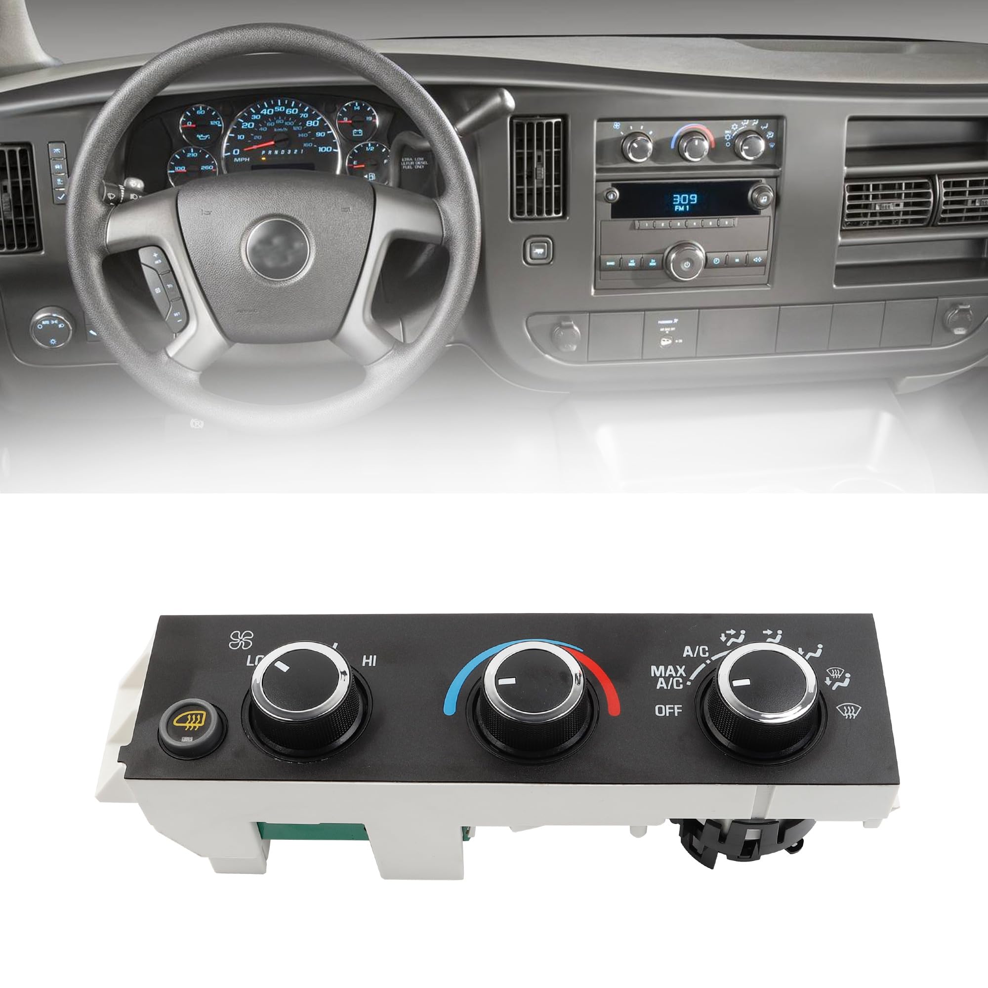 Dasbecan 599-294 A/C Heater Climate Control Module Panel w/Rear Window Defogger Switch Compatible with 1996-2021 Chevy Express/GMC Savana 1500 2500
