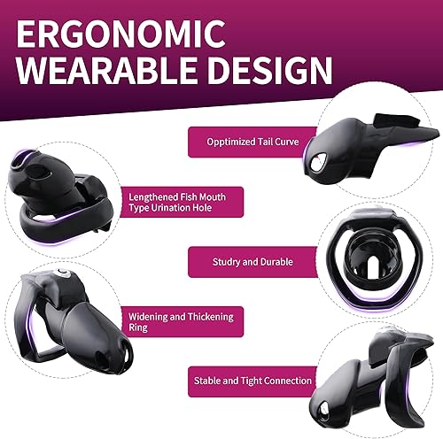 Miniatura 3 de FYJENNICC HT-V5 - Jaula de castidad masculina de resina ligera con llave de clic y bloqueo, diseño ergonómico, equipo de bondage y juguete sexual