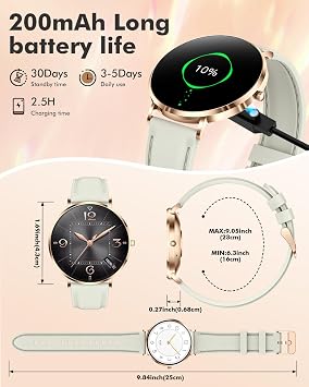 Ultra-thin Stainless Steel Smartwatch for Women Men 1.32'' Bluetooth | Full-touch Smart Watch, 24/7 Heart Rate & Sleep Monitor Digital Watch, IP68 Waterproof Fitness Tracker &100+ Sports(Rosegold)