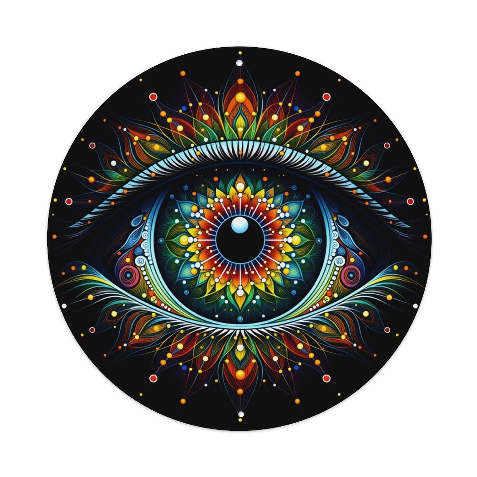 Colorful Eye Mandala Pattern Art Round Tin Sign Vintage Metal Poster Retro Bar, Home, Man Cave, Kitchen, Laundry Room Wall Art Decor Gift 8x8Inch