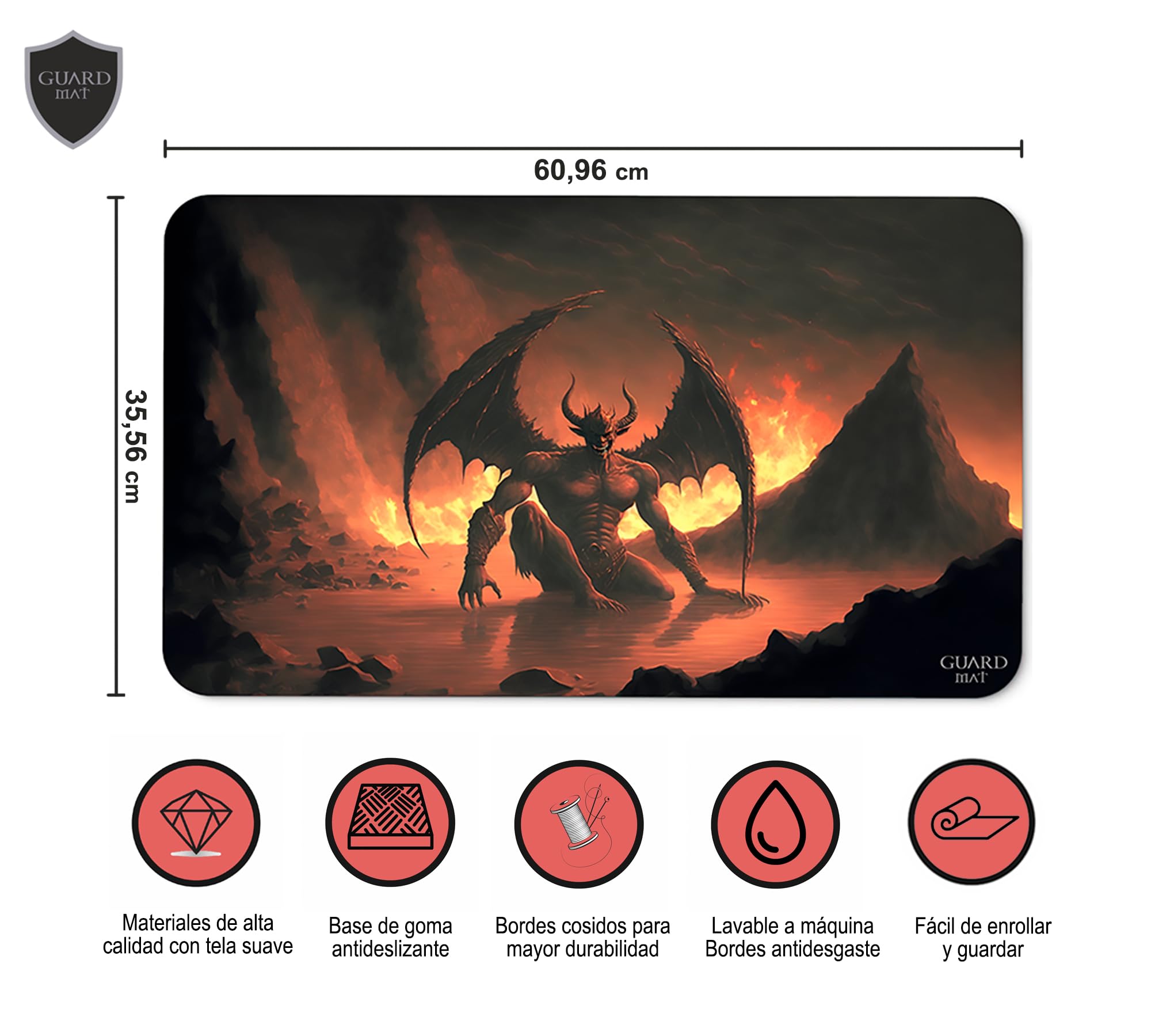 Devil Mirage (Bordes Cosidos) - Tapete para Cartas Magic - Alfombrilla de Juego - Playmat Compatible con MTG, Señor de los Anillos, TCG, Juegos de Mesa