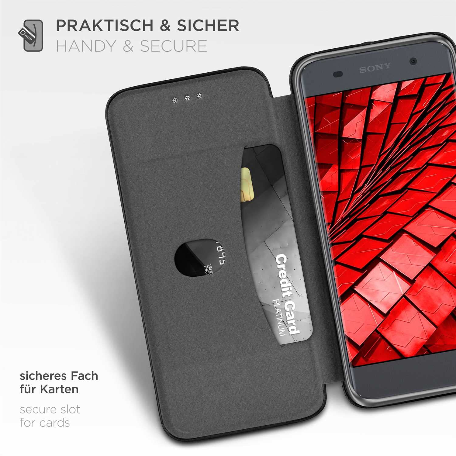 ONEFLOW Business Case Für Sony Xperia XA1 – Flipcover Mit Standfunktion & Kartenfach
