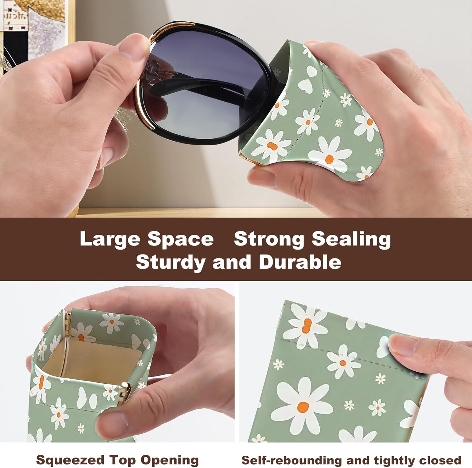 2Pcs Sunglass Eyeglass Glasses Case Soft PU Leather with Cleaning Cloth Portable Glasses Pouch Bag for Men Women - Image 3