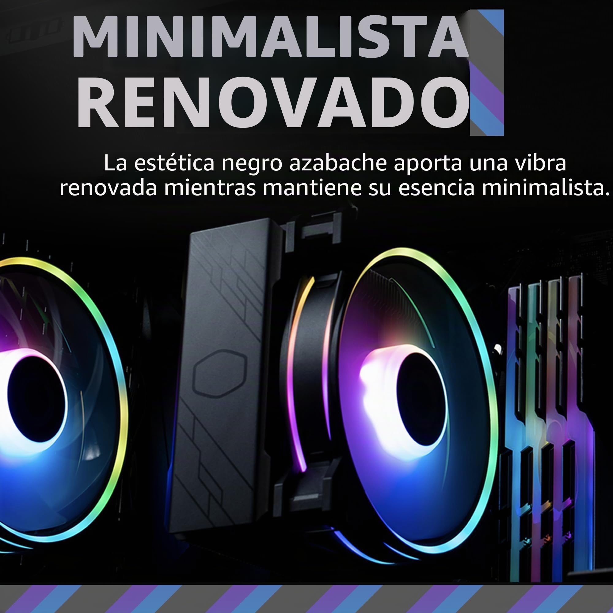 Cooler Master Hyper 212 Halo Black - Enfriador de aire para CPU, ventilador PWM de 120 Halo², ARGB de doble bucle, cubierta superior de aluminio, 4 tubos de calor de cobre, 154 mm de alto, soportes