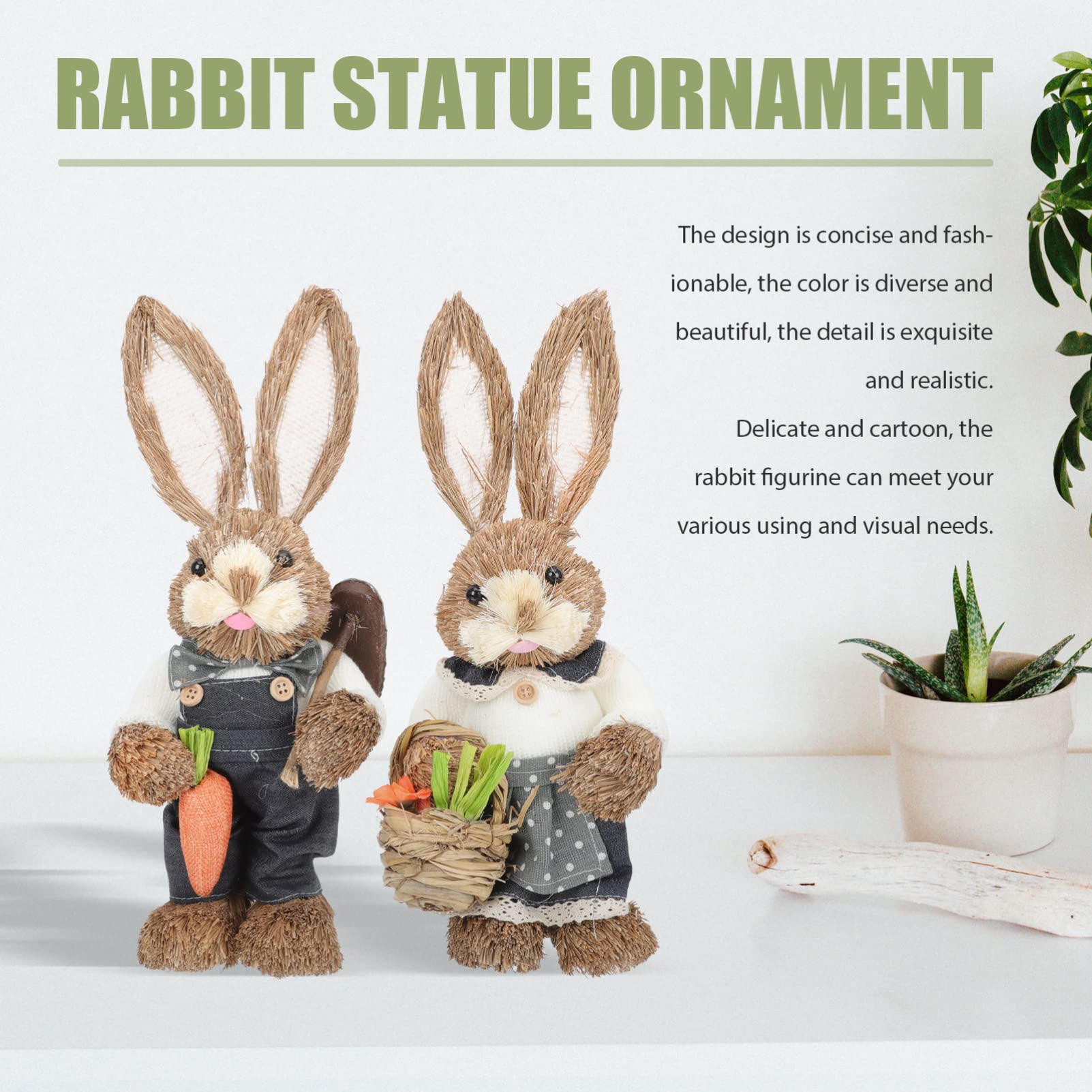 Abaodam 4stücke Woven Bunny Figuren Handgefertigte Deko Hasen Für Ostern Große Rattenstatue Für Wohnzimmer Garten Und Kinderzimmer Leichte Und Niedliche Osterdekoration
