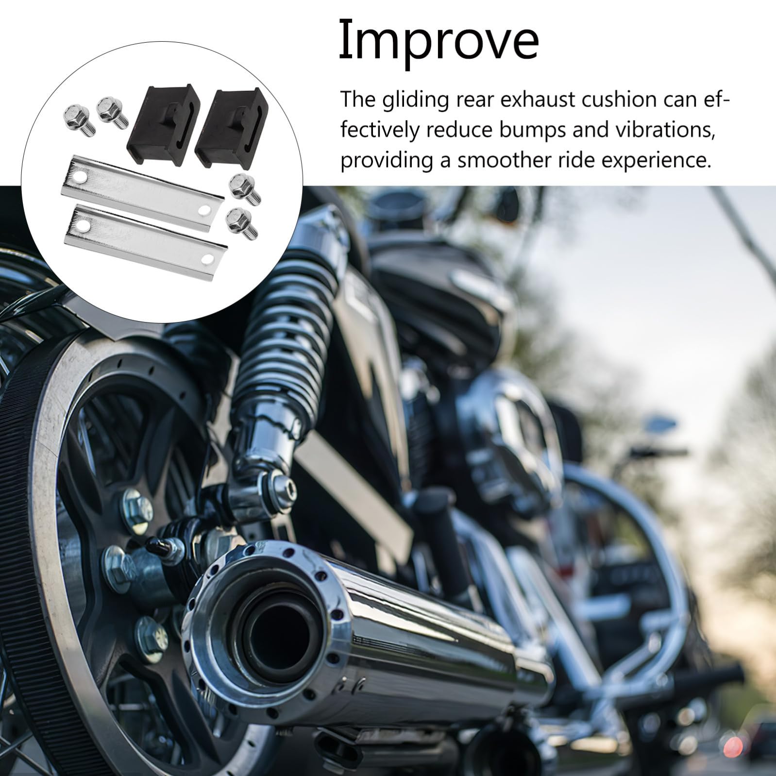 STOBAZA Supporto per Staffa di Scarico Moto in Metallo e Gomma, Riduce Rumore e Facile da Installare, Adatto per Harley Touring Glide, Ammortizzatore Antiurto