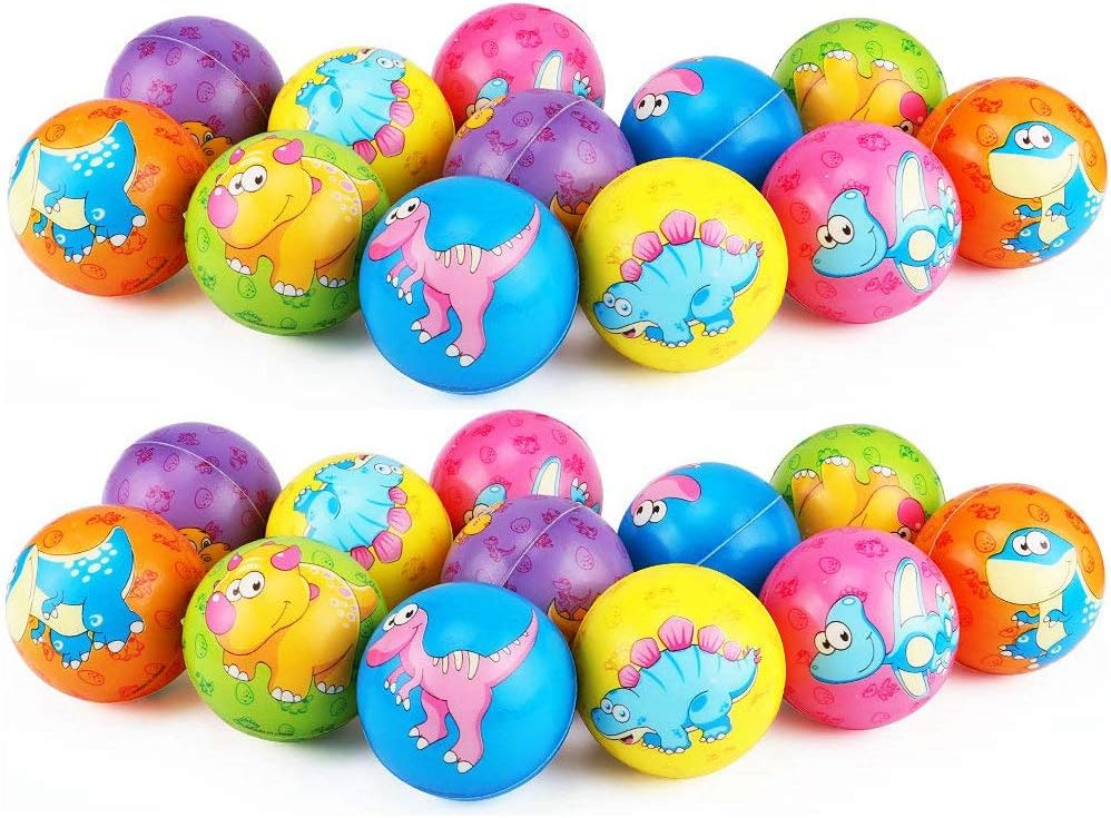 MyMagic 24 Pcs 2.5 Inch of Foam PU Dinosaur Stress Ball,Cute Hand Wrist Stress Reliefs Squeeze Balls,for Party Favors,Decors, and School Projects (Dinosaur Balls)