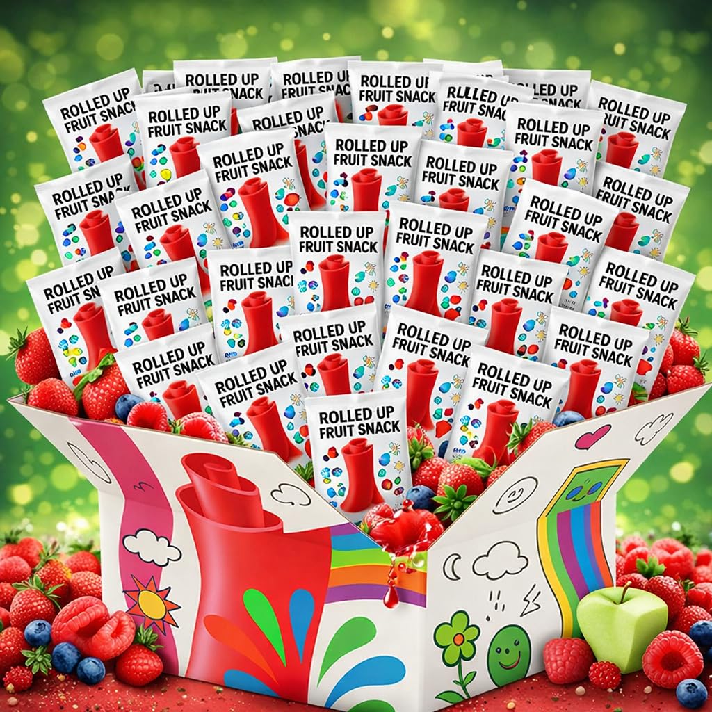 Fruit Rolled Up Variety Snack Pack Individually Wrapped Strawberry Blue Razzberry 64 Count