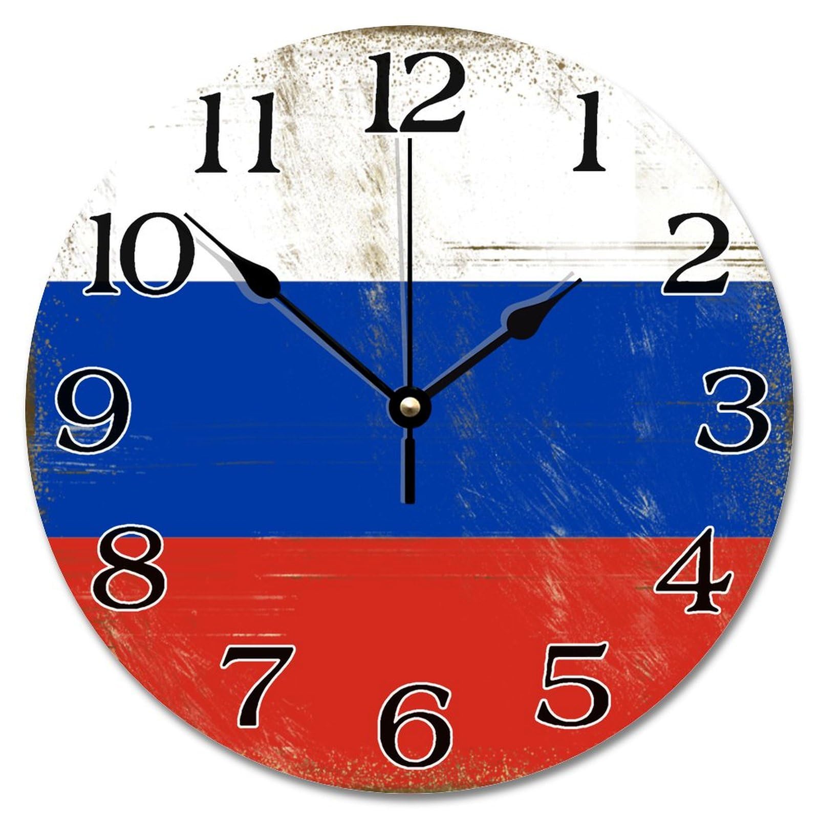 Horloge en bois de qualité drapeau Russie 38,1 cm sans bruit