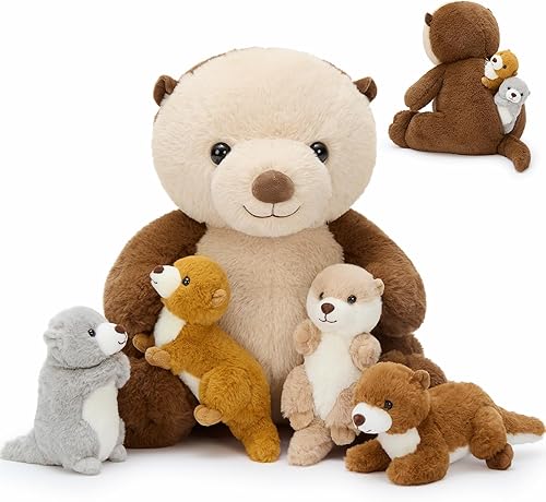 Miniatura 15 de 4 piezas de peluche de cachorro – Peluche de perro de 18 pulgadas, mamá Golden Retriever con bebés en el interior, suave y lindo juego familiar