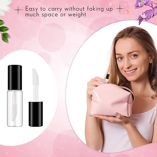 Miniatura 5 de Jinei 150 mini tubos de brillo de labios de 0.04 onzas líquidas, botellas vacías transparentes de bálsamo labial, recipientes recargables, tubos de