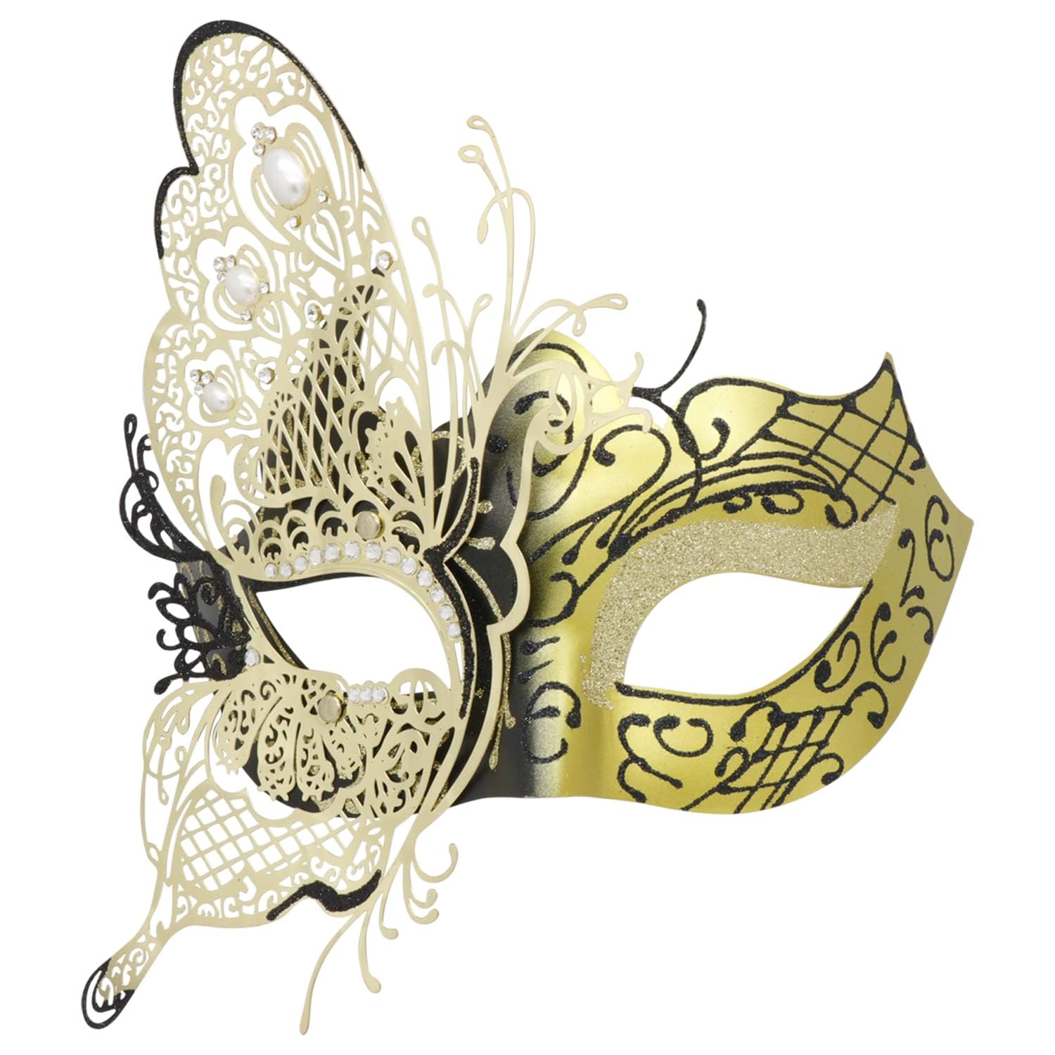 Mysterious Venetian Butterfly Lady Masquerade Halloween Party Mask Evening Prom Ball Mask Bar Costumes Accessory, Gold, Medium — image 1