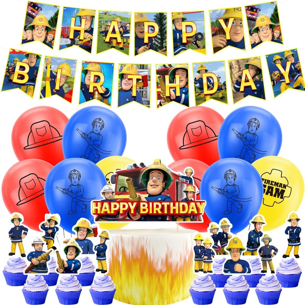 Hilloly Fireman sam Party Supplies, 32 Pieces Fireman Sam Balloons