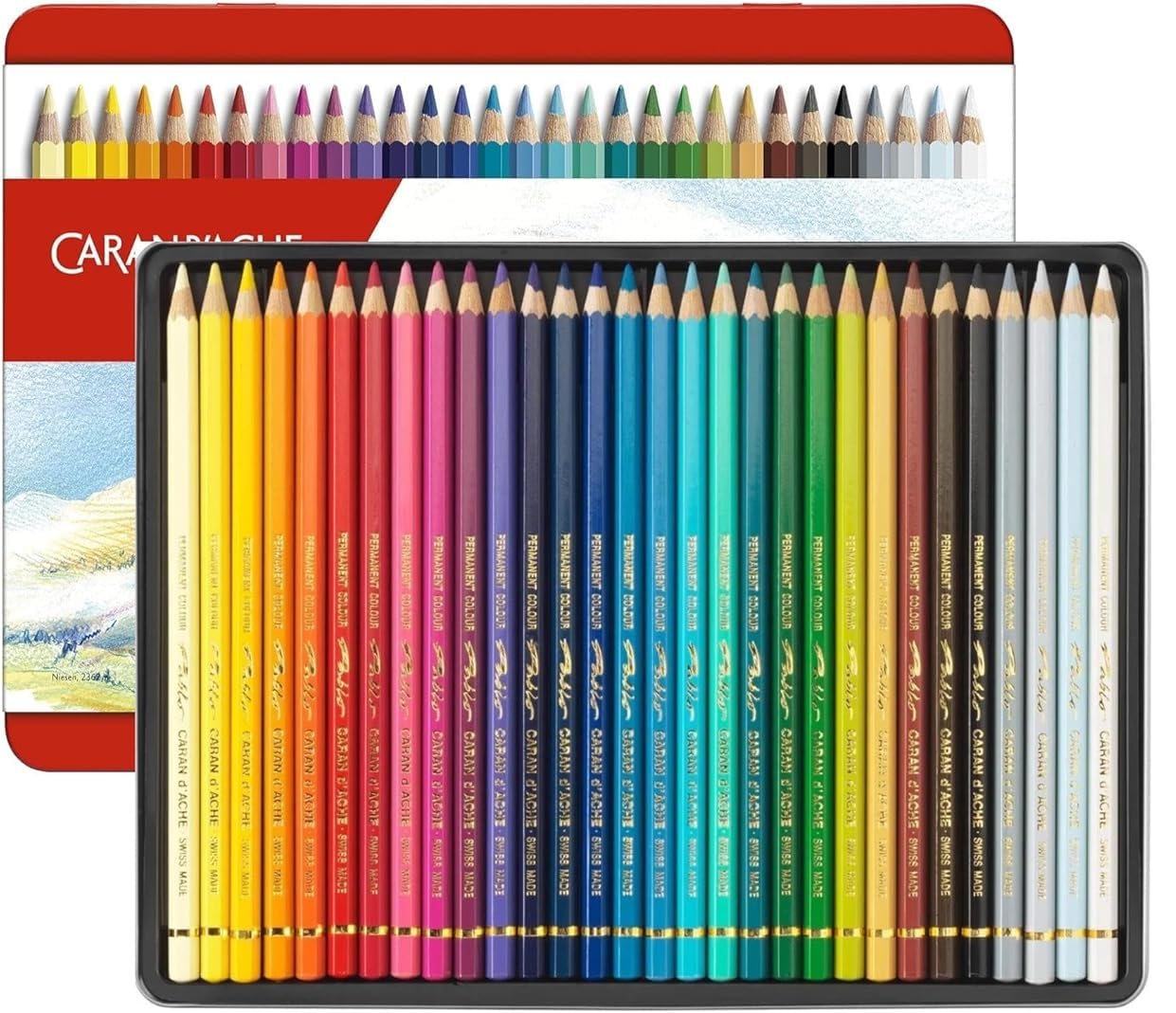 Caran d'Ache - PABLO. 30 crayons de couleurs permanents Artistes + 1 carte