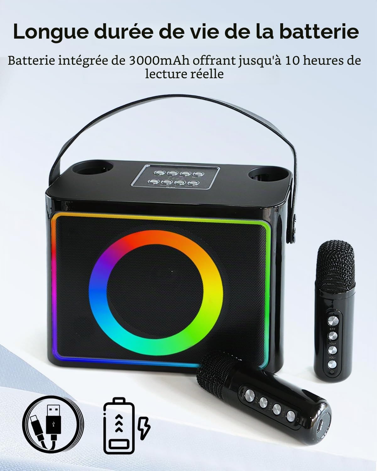 Karaoke Adulte, Enceinte Karaoke 2 Micro sans Fil, Kit Karaoke Complet