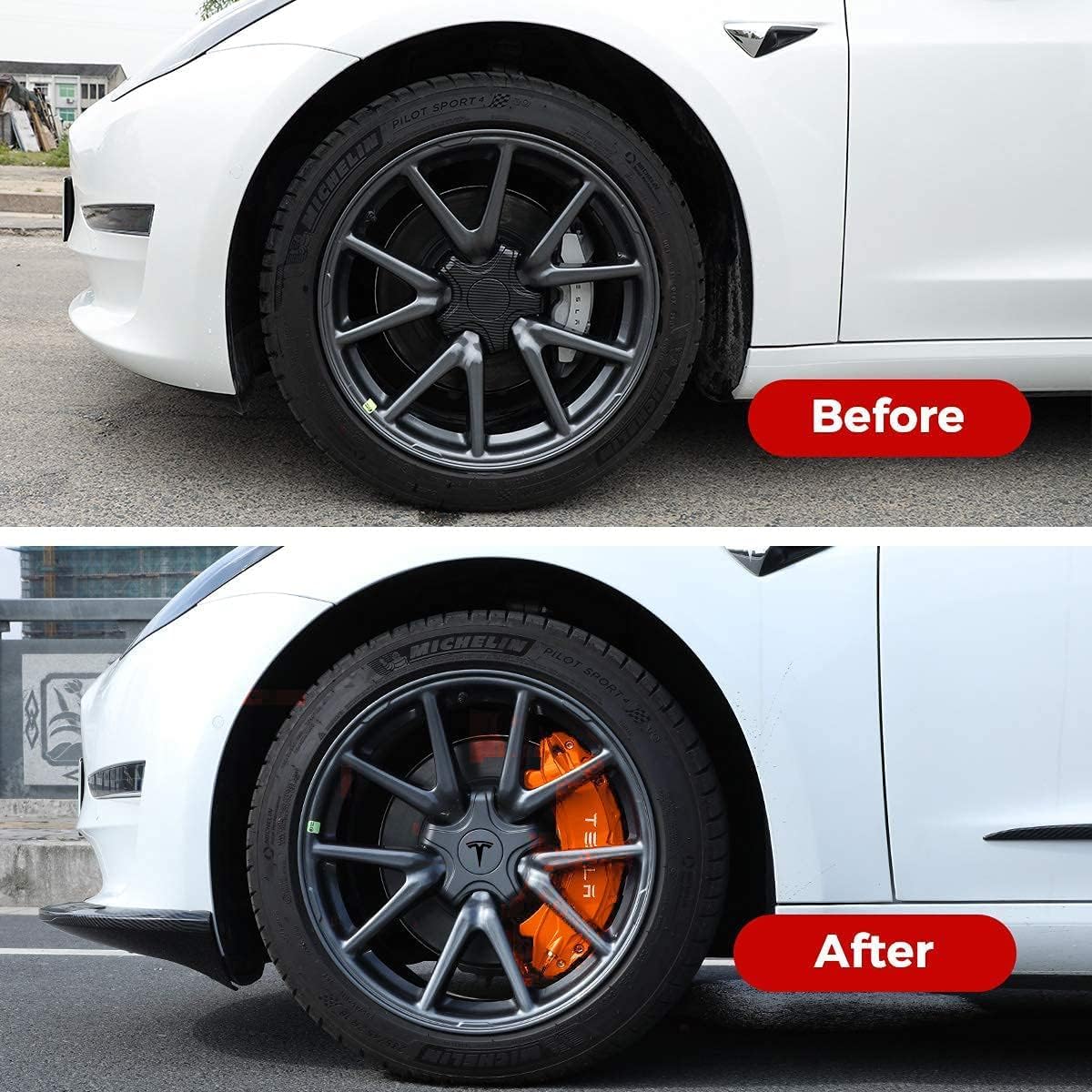 OUSIKA 4 Uds Cubierta Pinza Freno de Coche, Funda Protectora Aleación Aluminio Especial Personalizada Modificada, Accesorios Decoración Exterior, para Tesla Model Y 2020-2022,Red-21inch