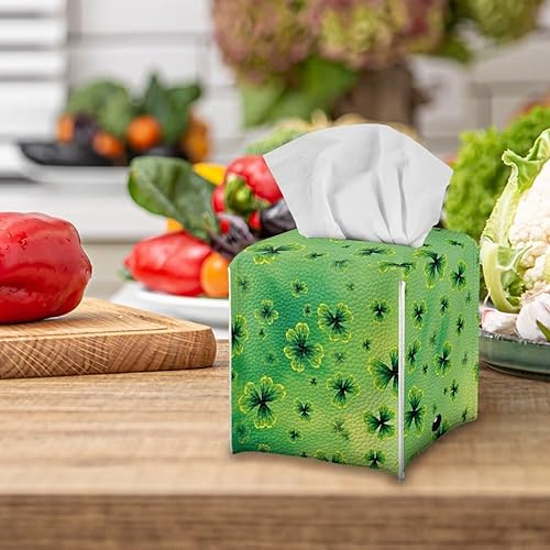 Miniatura 10 de Soporte de pañuelos para el día de San Patricio para decoración de baños, cubierta cuadrada de caja de pañuelos con sombrero verde, cubierta de caja
