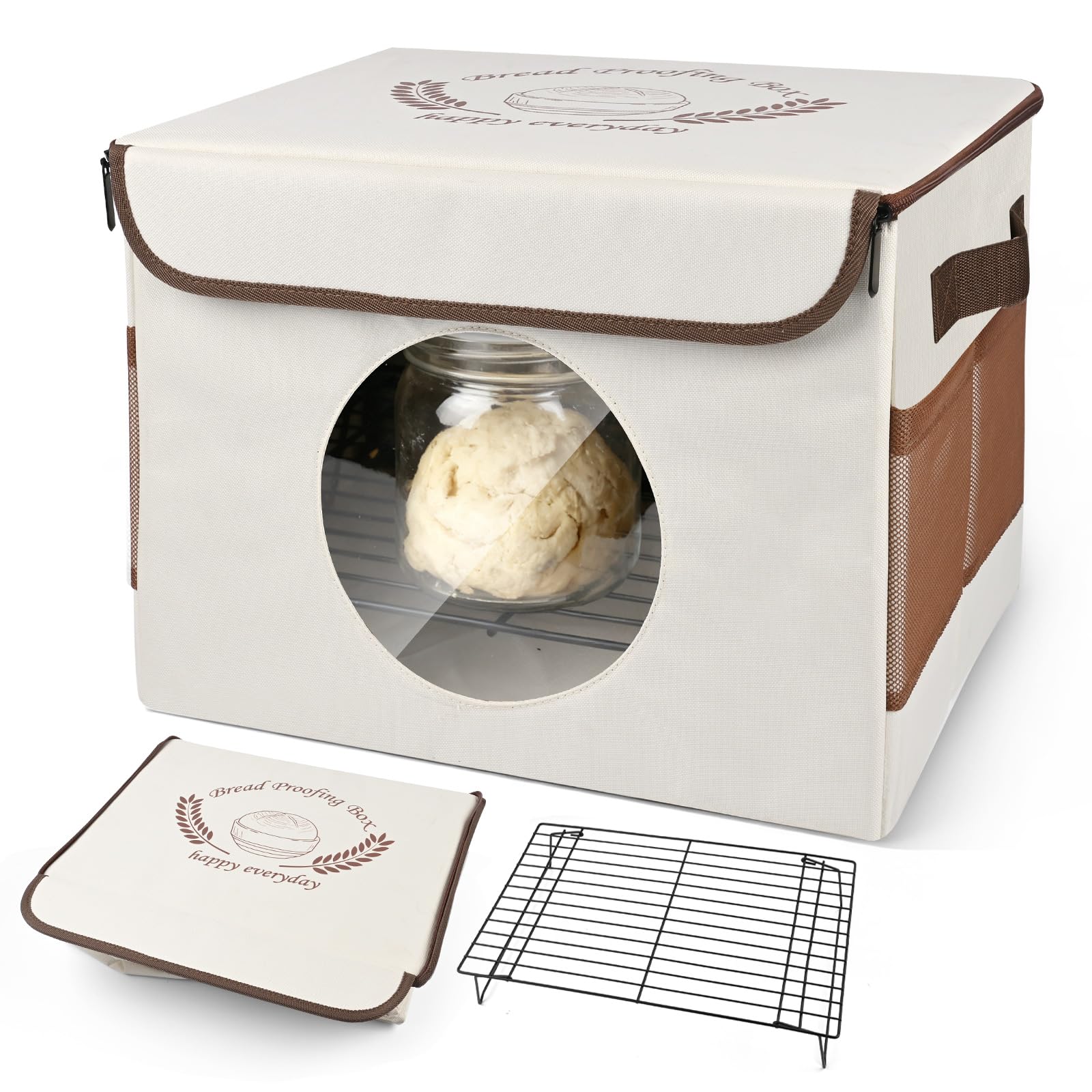 Brot Gärbox Sauerteig, Faltbare Gärbox mit Thermostat & 24h-Timer, Teiggärbox mit Metallregal, Gärschrank für Zuhause, Brot, PizzaJoghurt, Reiswein, 40x30x28cm