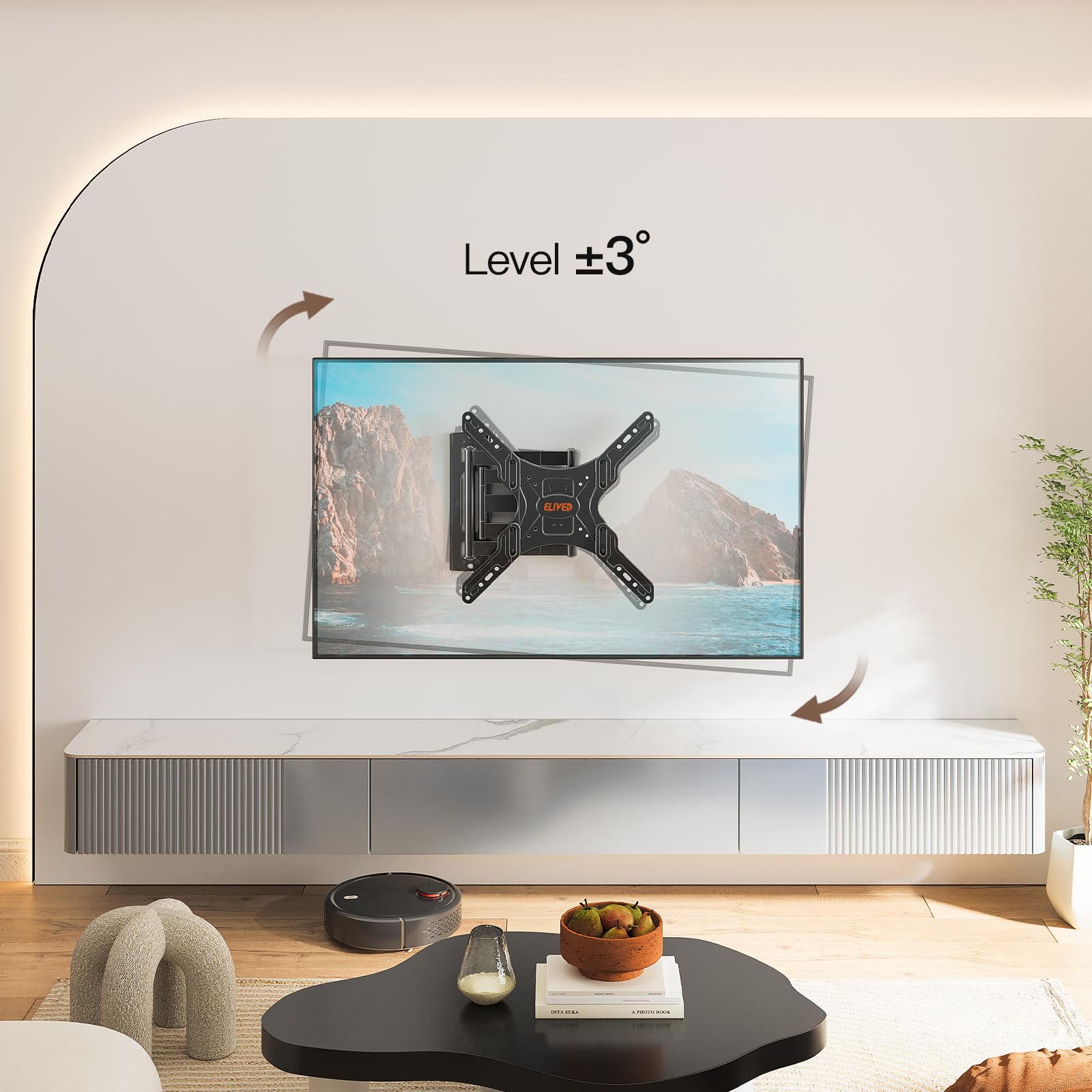 TV Muurbeugel Volledige Beweging ELIVED Lange Arm TV Muurbeugel Voor De Meeste 26-65 Inch Tv's, Hoek-tv-beugel Uittrekbaar 950 Mm, Max. VESA