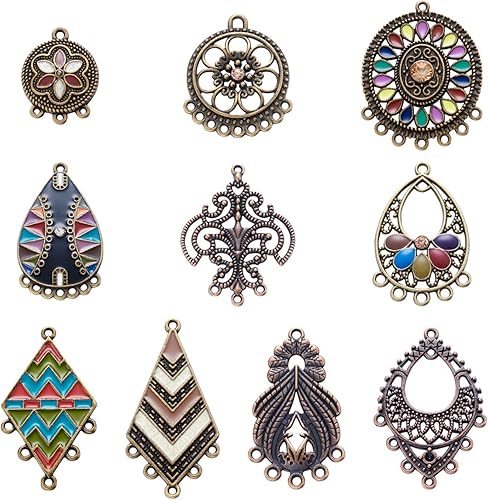 Vista 14 de FASHEWELRY 16 piezas de aretes de turquesa de estilo tibetano, joyería occidental redonda plana, joyería occidental, colgantes de piedras preciosas