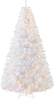 Best Choice Products White Christmas Tree 6ft Pre-Lit Artificial Pine Tr...
