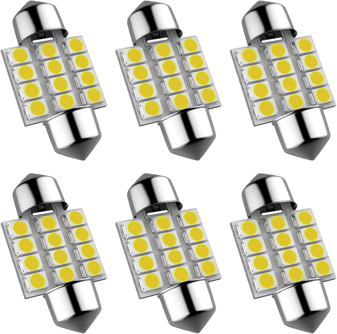 6Pcs 600 Lumens Super Bright 31mm Festoon Led Bulb, 12-EX Chipsets 3175 LED, De3021 De3175 Fit for Interior Map Door Dome lights …